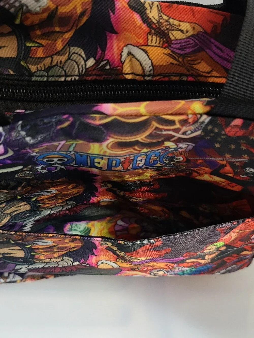 ONE PIECE BLACK ANIME BACKPACK- BOLD MULTICOLOR PRINT- 2 PIECE SET